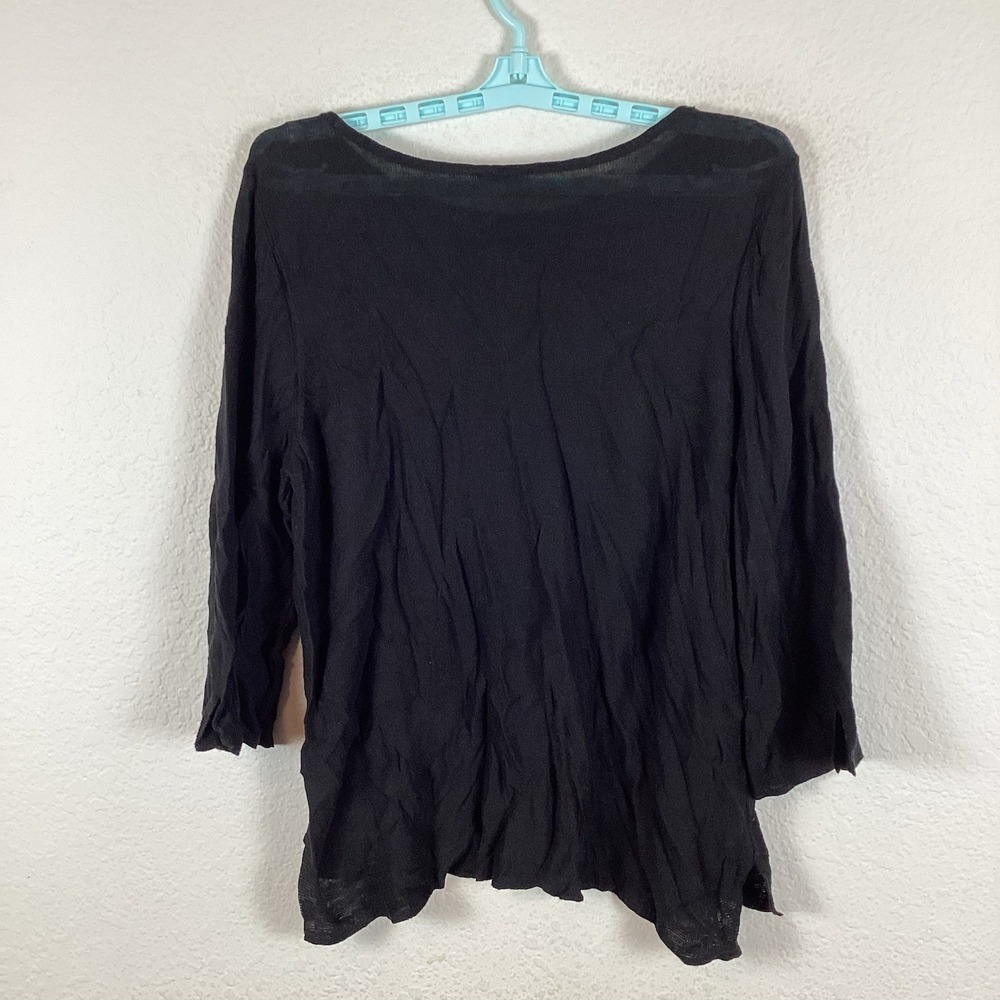 J.Jill Womens Sweater Sz L Large Petite 3/4 Sleeve Solid Black Excellent - Picture 6 of 7